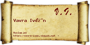 Vavra Iván névjegykártya